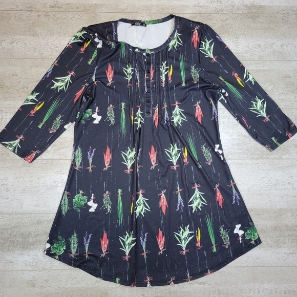 Lily by Firmiana Tunic Top 3/4 Sleeve - Picture 1 of 5